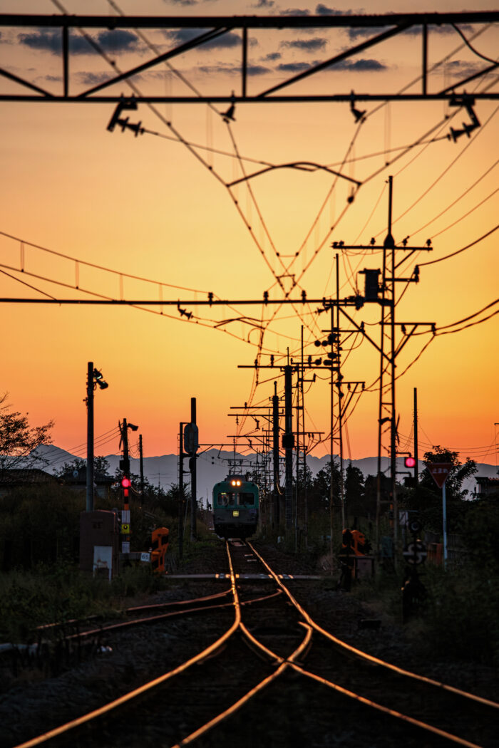 夕焼けと上電